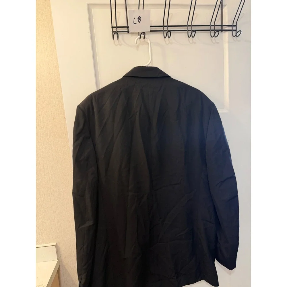 City‎ Streets Mens Black Worsted Wool Blend 3 Button Suit Jacket Blazer 42L